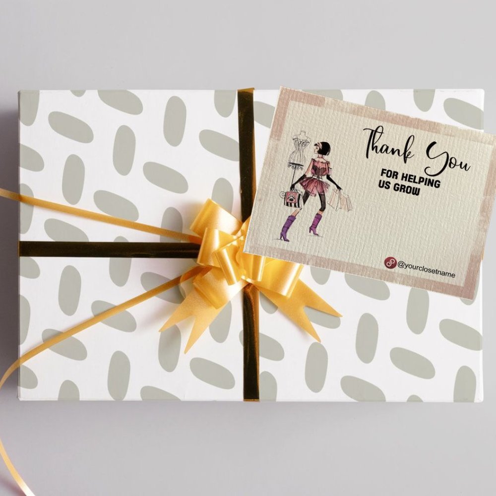 Thank You Card, Girl Pink Card, Women"s Thank You Card, Girls Shopping Card